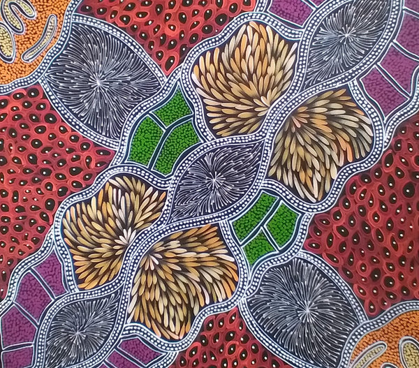 #52 My Country (multi) - SHARON NUMINA : Aboriginal Art: 93x97cm