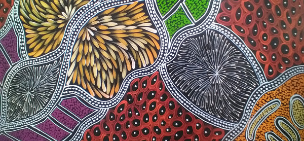 #52 My Country (multi) - SHARON NUMINA : Aboriginal Art: 93x97cm