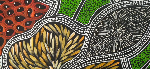 #52 My Country (multi) - SHARON NUMINA : Aboriginal Art: 93x97cm