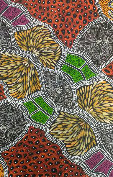 #52 My Country (multi) - SHARON NUMINA : Aboriginal Art: 93x97cm