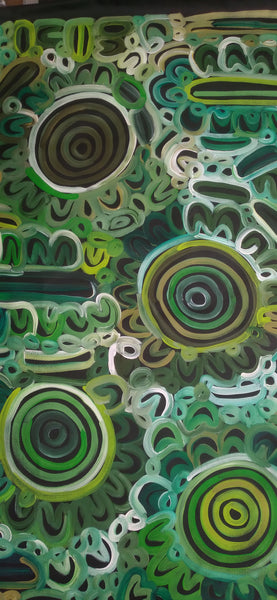 #50 Body Design (Greens)  LOUISE NUMINA : Aboriginal Art: 95x136cm