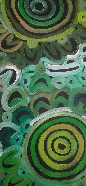 #50 Body Design (Greens)  LOUISE NUMINA : Aboriginal Art: 95x136cm