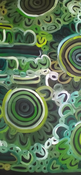 #50 Body Design (Greens)  LOUISE NUMINA : Aboriginal Art: 95x136cm