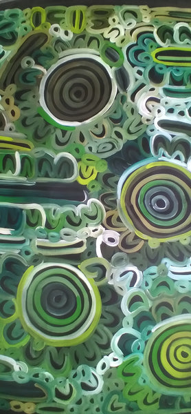 #50 Body Design (Greens)  LOUISE NUMINA : Aboriginal Art: 95x136cm