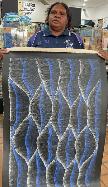 #48 Sandhills Dreaming (Blue) Debbie Napaljarri Brown 64 x 97cm