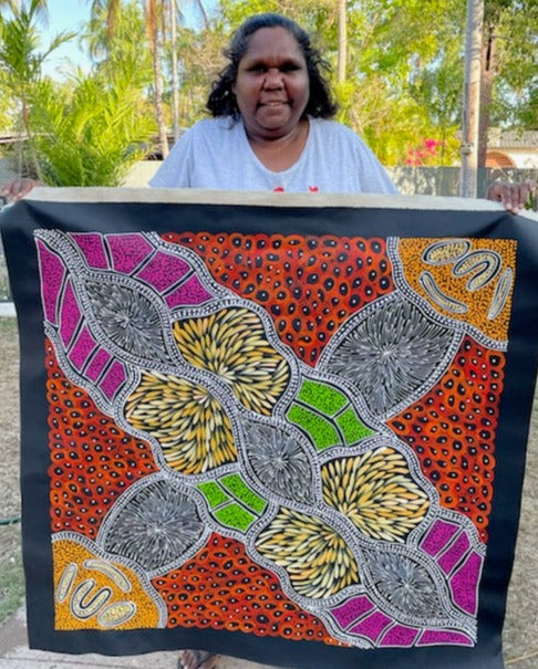 #52 My Country (multi) - SHARON NUMINA : Aboriginal Art: 93x97cm