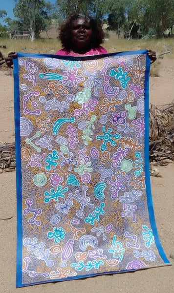 #182 Bush Foods (Multi) MEREDITH CURLEY: Aboriginal Art 152x90cm