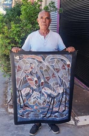 #393 Billabong Dreaming - EDDIE BLITNER : Aboriginal Art: 72cm x 100cm
