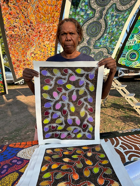 #329 Bush Plums - JACINTA NUMINA : Aboriginal Art: 38x53cm