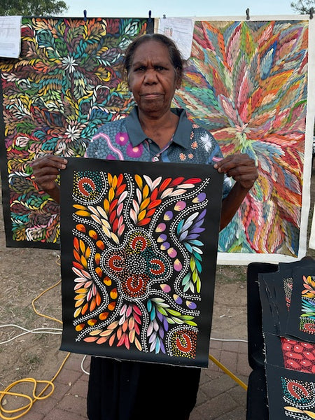 #341 Women Collecting - JACINTA NUMINA : Aboriginal Art: 38x53cm