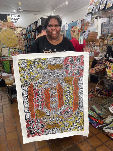 #275 My Country Dreaming (Orange/Multi) - SHARON NUMINA : Aboriginal Art: 69x92cm