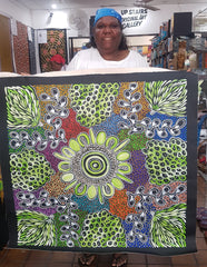 #334 My Country Dreaming (Multi) - SHARON NUMINA : Aboriginal Art: 98x93cm