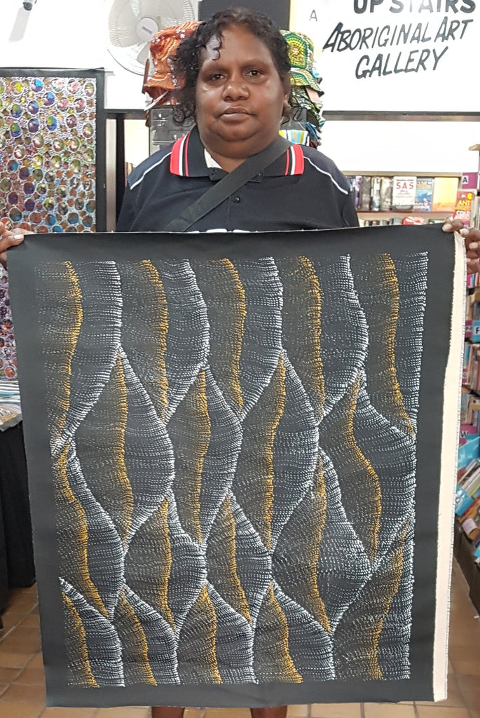 #113 Sandhill Dreaming (Earth) - Debbie Napaljarri Brown Aboriginal Art:  69cm x 78cm