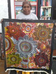 #185 Women Collecting Bush Medicine Leaves (Sunset)- SELINA NUMINA : Aboriginal Art: 88x94