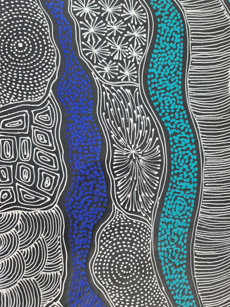 #374 My Country Dreaming (Blues) - SHARON NUMINA : Aboriginal Art: 92 x 70cm