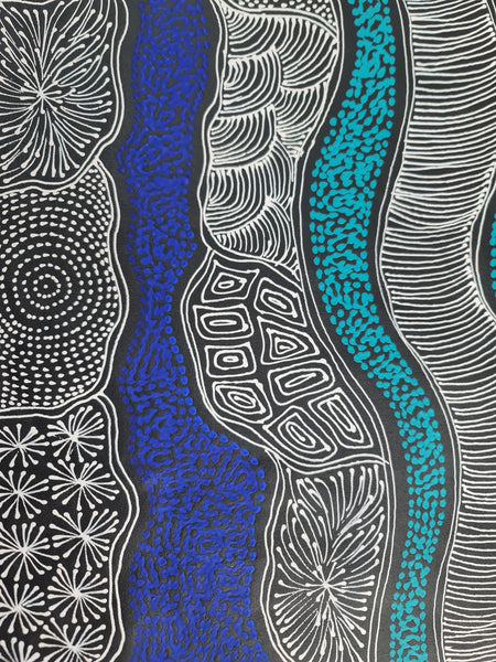 #374 My Country Dreaming (Blues) - SHARON NUMINA : Aboriginal Art: 92 x 70cm