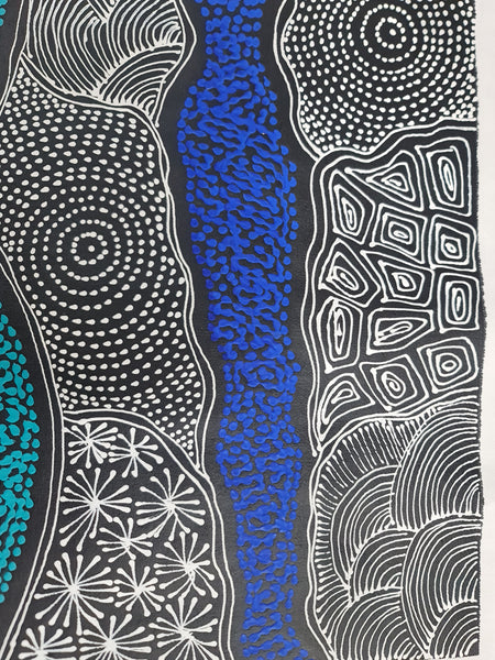 #374 My Country Dreaming (Blues) - SHARON NUMINA : Aboriginal Art: 92 x 70cm