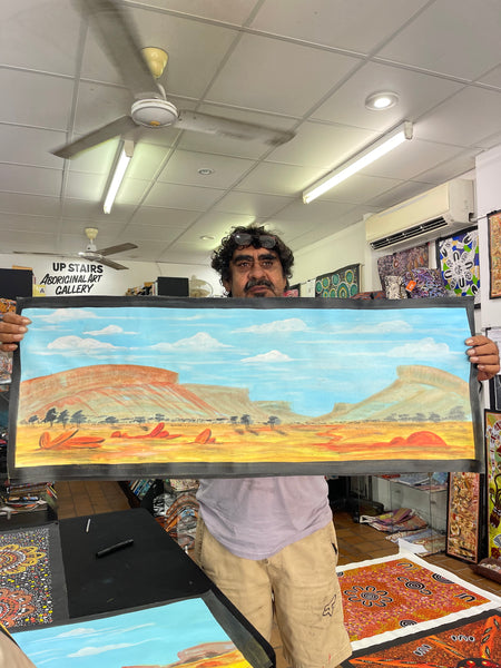 #53 Outback Landscapes - REX SULTAN JABANGARDI: ABORIGINAL ART: 35x102cm