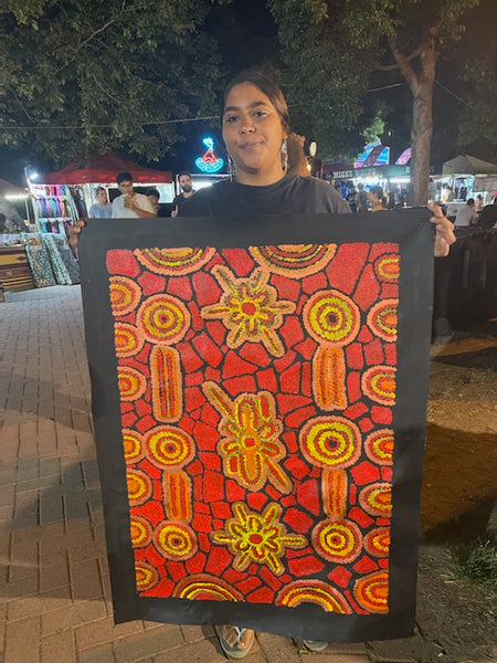 #96 Women's Ceremony (Red) - Chakayah Sultan: Aboriginal Art - 66x92cm