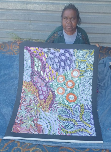 #33 Women;s Ceremony - KAREN BIRD NGALE Aboriginal Art:  74cm x 95cm