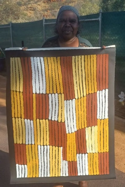 #161 - Bloodwood Seeds (Earth Tones) - Karen Bird Ngale - 73cm x 94cm