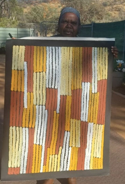 #141 - Bloodwood Seeds (Earth Tones) - Karen Bird Ngale - 94cm x 71cm