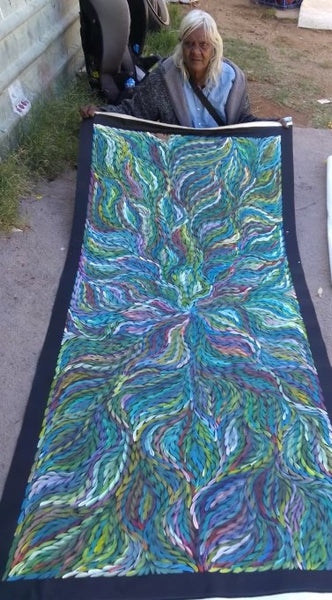 #204 Bush Medicine Leaves (Multi) ARTIST:  ROSEMARY PETYARRE (PITJARA) 88cm x 200cm