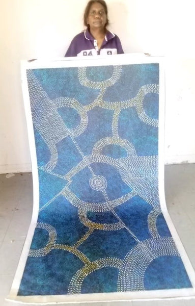 #342 - Bush Plum Dreaming (Blue) - ARTIST: ROSEANNE MORTON PWERLE - 200cm X 88cm