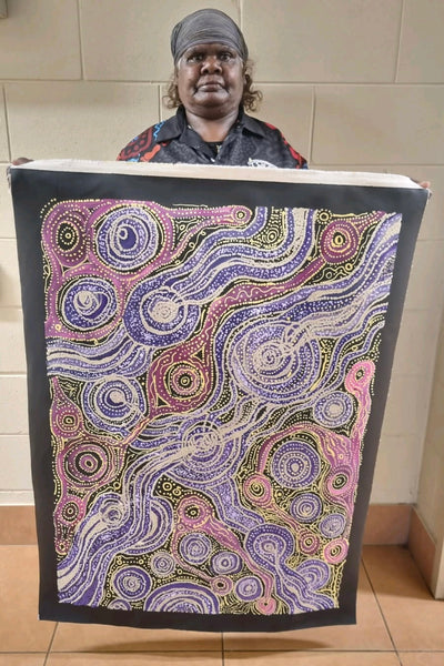 #205 Two Sisters Dreaming CAROLANNE KEN Aboriginal Art: 72cm x 100cm