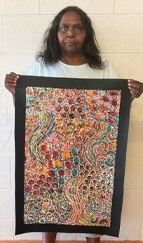 #133 Bush Yam Dreaming (Multi)- RACHAEL NAMBULA Aboriginal Art:  46cm x 72cm