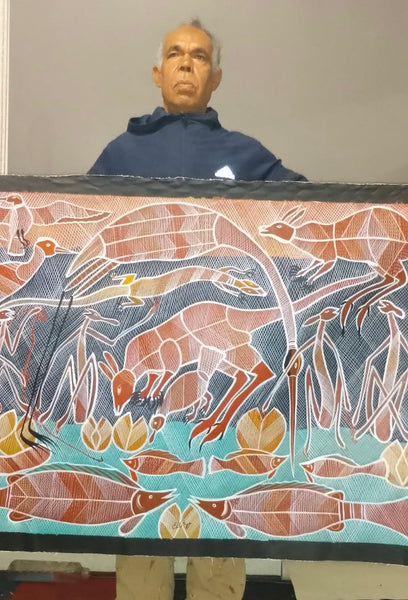 #103 Billabong Dreaming  - EDDIE BLITNER Aboriginal Art :  88cm x 127cm