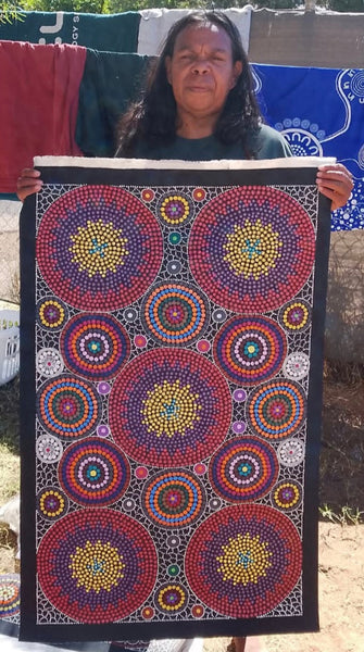 #303 - Bush Medicine Dreaming (Multi) - ARTIST: MARYANNE GIBSON 59cm x 97cm