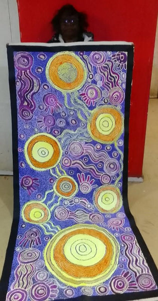 #351 Seven Sisters Dreaming - JOANNE KEN Aboriginal Art: 84cm x 200cm