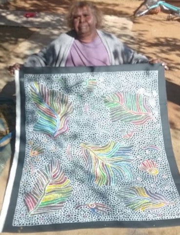 #130 Bush Seed Dreaming Artist: JEDDA PURVIS KNGWARREYE  89cm x 89cm