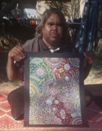 #315 Woman's Ceremony - JESSIE BIRD NGALE  : Aboriginal Art: 38cm x 53cm