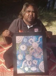 #398 Woman's Ceremony - JESSIE BIRD NGALE  : Aboriginal Art: 36cm x 50cm