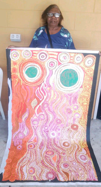 #304 Minyma Kutjara Dreaming - JOANNE KEN Aboriginal Art: 90cm x 160cm