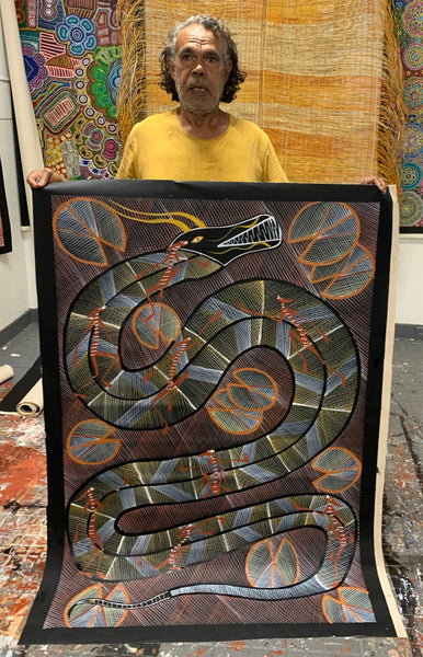 #397 Rainbow Serpent at the Billabong - EDDIE BLITNER : Aboriginal Art : 95x140cm