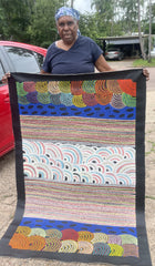 #256 Brown Dingo Tracks (multi) - LANITA NUMINA Aboriginal Art: 90cm x 140cm
