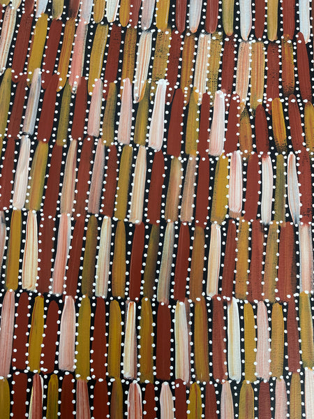 #143 Seeded Bush Yams (Sunset)- SELINA NUMINA :Aboriginal Art: 92x105cm