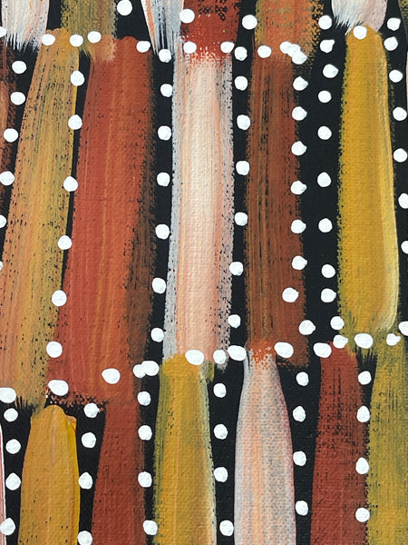 #143 Seeded Bush Yams (Sunset)- SELINA NUMINA :Aboriginal Art: 92x105cm