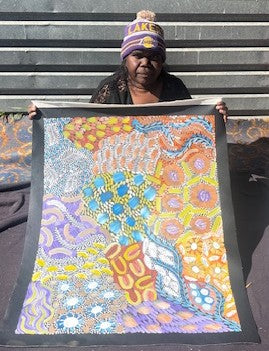 #116 Women's Ceremony (multi) - KAREN BIRD NGALE Aboriginal Art:  71cm x 93cm