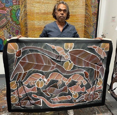 #228 Billabong Dreaming  - EDDIE BLITNER : Aboriginal Art : 94cm x 133cm
