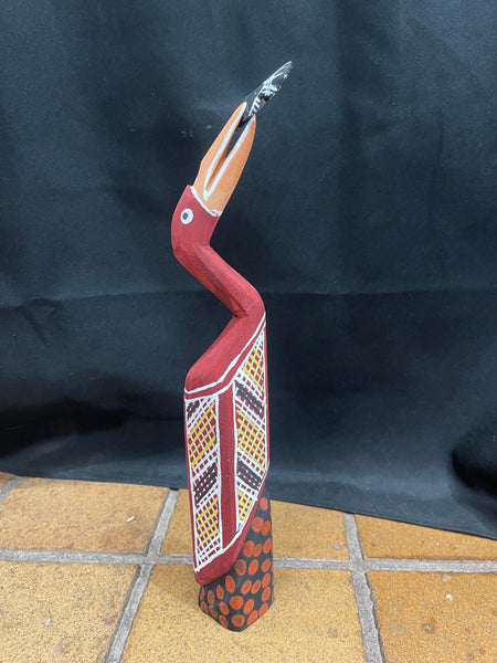 #387 Waterbird with Fish - KENNY REID: Aboriginal Art: 43x5cm