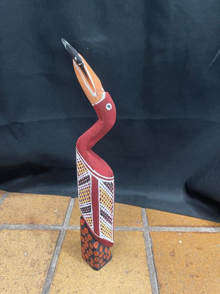 #387 Waterbird with Fish - KENNY REID: Aboriginal Art: 43x5cm