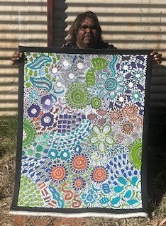 #59 Woman's Ceremony (Multi) - JESSIE BIRD NGALE  : Aboriginal Art: 93cm x 71cm