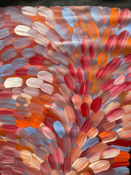 #180 Bush Medicine Leaves (Pink/Pastels) - LOUISE NUMINA : Aboriginal Art: 89x200cm