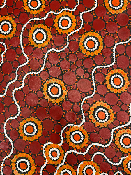 #341 Sacred Water (Rust) - TREPHINA SULTAN THANGUWA :  90cm x 150cm
