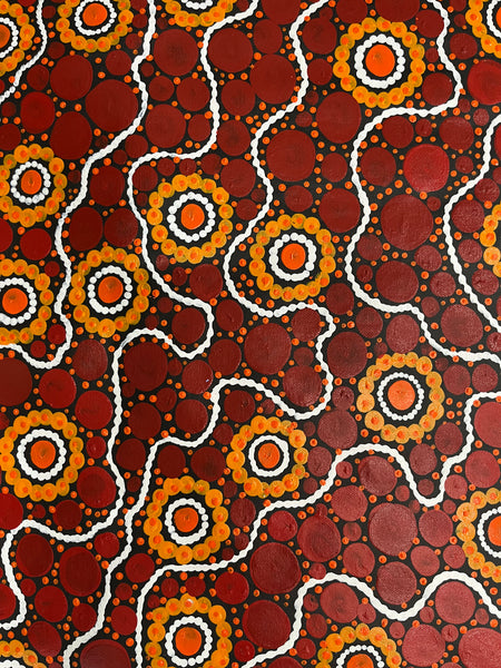 #341 Sacred Water (Rust) - TREPHINA SULTAN THANGUWA :  90cm x 150cm