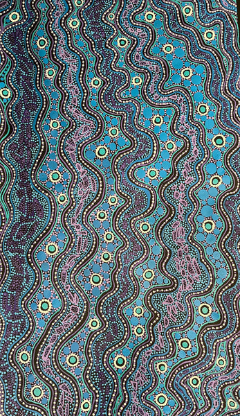 #396 Sacred Water (Multi) - TREPHINA SULTAN THANGUWA :  90cm x 150cm